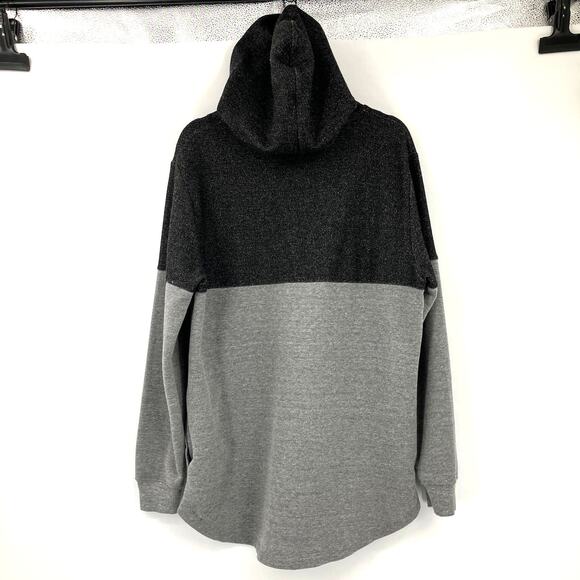 Alternative Apparel Gray Colorblock Inseam Pockets Long Sleeve Hoodie Sweatshirt - Picture 4 of 9